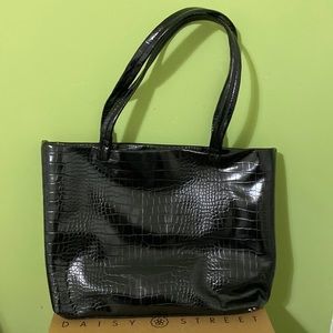 Black Moc Croc Tote